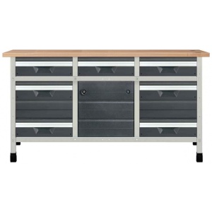 Töölaud "töökõrgus 860 mm, lauaplaat 1610 x 650 mm 5 sahtlit suuruses M, 2 sahtlit suuruses L, 1 kapimoodul"