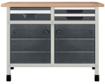 Töölaud "töökõrgus 860 mm, lauaplaat 1130 x 650 mm 2 sahtlit suuruses S, 1 sahtel suurues M, 2 kapimoodulit"